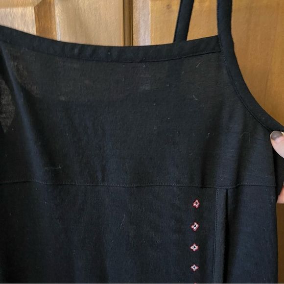 Vintage Garnet Hill Black Floral Embroidered Wool Dress, Size 14 Petite - Picture 7 of 16